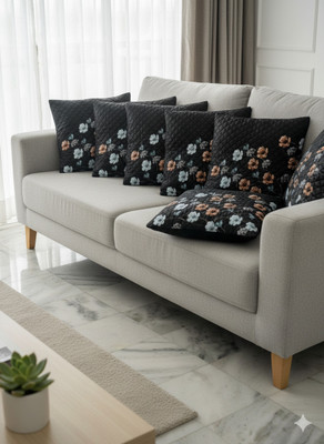 HOMYFY Velvet Cushions & Pillows Cover(Pack of 5, 40 cm*40 cm, Black)