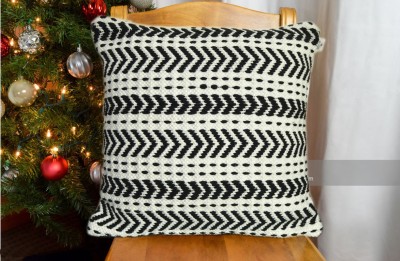 GND WORLD Cotton Cushions Cover(Pack of 2, 45 cm*45 cm, Black, White)