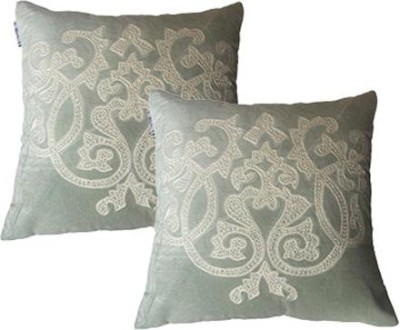 RG CREATIONS Embroidered Cushions Cover(Pack of 2, 45.72 cm*45.72 cm, Light Blue)