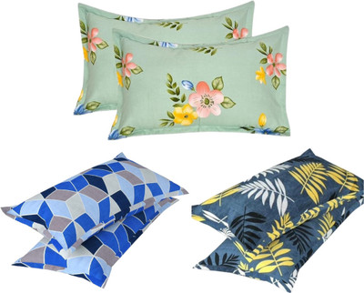 P.Rtrend Cotton Pillows Cover(40 cm*62 cm, Pack of 6, Light Green, Light Blue, Green)