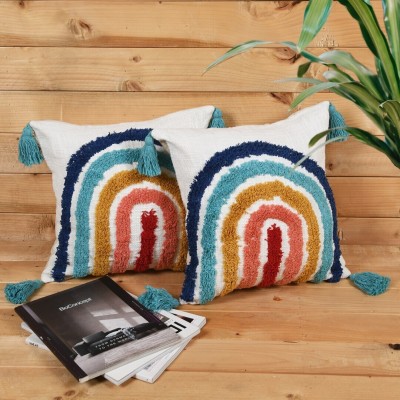 Kravika Self Design Cushions Cover(Pack of 2, 40 cm*40 cm, Multicolor)