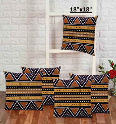 A CUBE LUXURY SOLUTIONS Jute Cushions Cover(40 cm*40 cm, Pack of 5, Brown, Black)