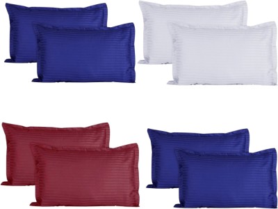 MSKtrend Cotton Pillows Cover(Pack of 8, 43 cm*69 cm, Blue, White, Maroon)