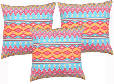 Alina decor Printed Cushions Cover(Pack of 3, 40.64 cm*40.64 cm, Pink, Light Blue, Multicolor)
