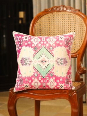 Sanskrutihomes Geometric Cushions Cover(45.72 cm*45.72 cm, Pink)