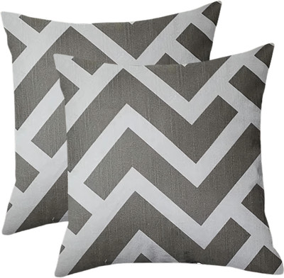 A&A Fabrics Cotton Cushions & Pillows Cover(40 cm*40 cm, Pack of 2, Grey, White)