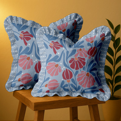 Vargottam Cotton Cushions & Pillows Cover(41 cm*41 cm, Pack of 2, Blue)