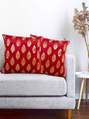 Snockers Velvet Cushions Cover(40 cm*40 cm, Pack of 2, Red)