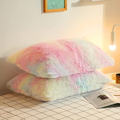 KNEFT Fur Pillows Cover(Pack of 2, 55 cm*40 cm, Multicolor)