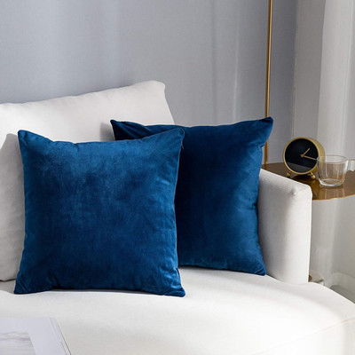 RRcrafts Velvet Cushions Cover(Pack of 2, 45.72 cm*45.72 cm, Blue)