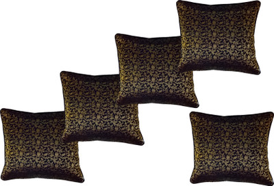 FabLinen Polyester Cushions Cover(40 cm*40 cm, Pack of 5, Black)