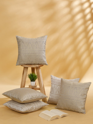 ROSARA HOME Polyester Cushions Cover(Pack of 5, 40 cm*40 cm, Grey, White)