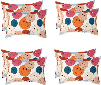 SUKHBER Cotton Pillows Cover(43 cm*68 cm, Pack of 8, Red, Blue, Cream)