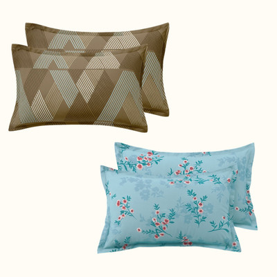 Lzyhome Cotton Pillows Cover(43.18 cm*68.58 cm, Pack of 4, Brown, Blue)