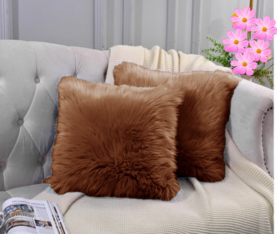 Catchyx Cart Kids Room Pillow Microfibre Solid Cushion Pack of 2(Coffee)