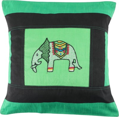 Indha Craft Embroidered Cushions Cover(Pack of 2, 40 cm*40 cm, Green)