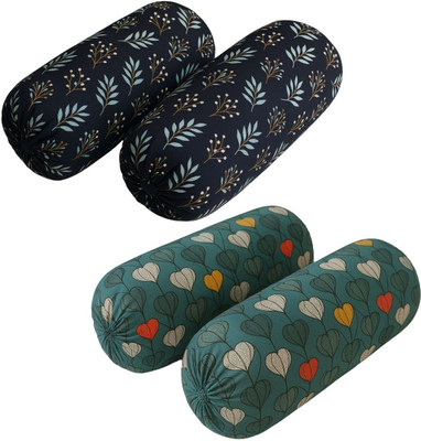 MSKtrend Cotton Bolsters Cover(81.28 cm*40.64 cm, Pack of 4, Black, Dark Green)