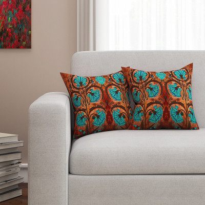 SEJ BY NISHA GUPTA Cotton Cushions Cover(Pack of 2, 40.64 cm*40.64 cm, Brown)