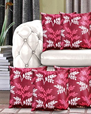 Kanushi Industries Floral Cushions Cover(Pack of 5, 41 cm*41 cm, Maroon)