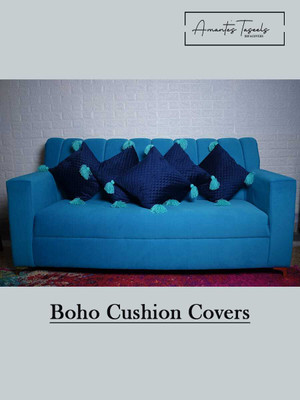 AMANTESTASSELS Velvet Cushions & Pillows Cover(16 cm*16 cm, Pack of 5, Blue)