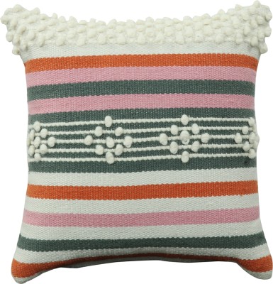 The Inside Stories Striped Cushions & Pillows Cover(46 cm*46 cm, Orange, Pink, Grey, White)