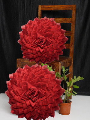 ks craft Polyester, Dupion Silk Cushions Cover(Pack of 2, 40 cm*40 cm, Maroon)