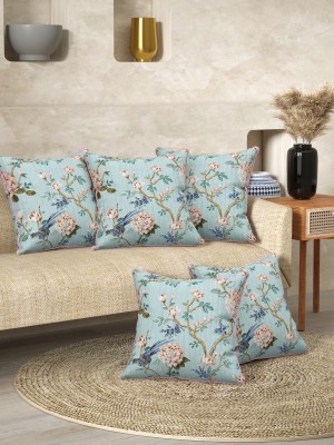 EasyGoods Floral Cushions & Pillows Cover(Pack of 5, 40 cm*40 cm, Blue)