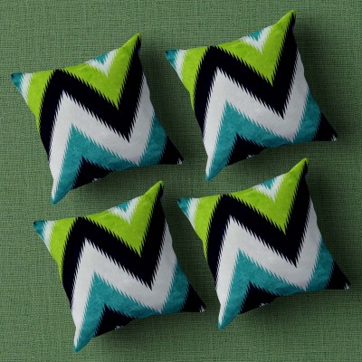 Being Iban Striped Cushions Cover(Pack of 4, 40 cm*40 cm, White, Green, Blue)
