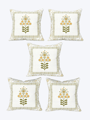 QAYMA Cotton Cushions Cover(Pack of 5, 40 cm*40 cm, Yellow)