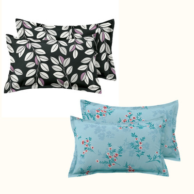 Lzyhome Cotton Pillows Cover(Pack of 4, 43.18 cm*68.58 cm, Black, Blue)