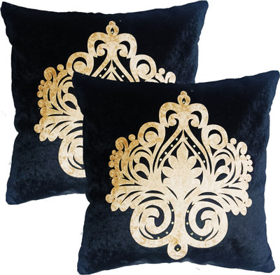NOOR SHINE Velvet Cushions & Pillows Cover(40 cm*40 cm, Pack of 5, Black)