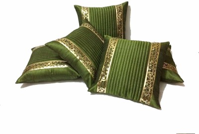 India Furnish Polyester, Dupion Silk Cushions & Pillows Cover(Pack of 5, 40 cm*40 cm, Green)