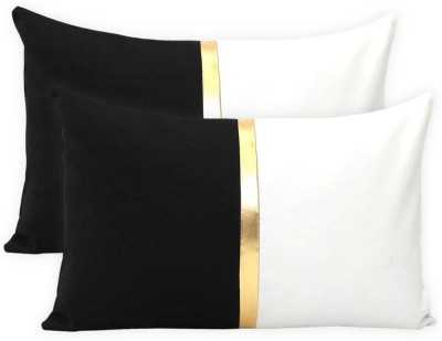 BIRDWING Striped Cushions & Pillows Cover(Pack of 2, 41 cm*41 cm, Black)