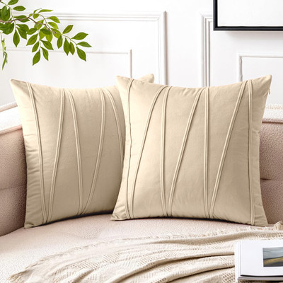 Bluegrass Velvet Cushions Cover(50 cm*50 cm, Pack of 2, Beige)