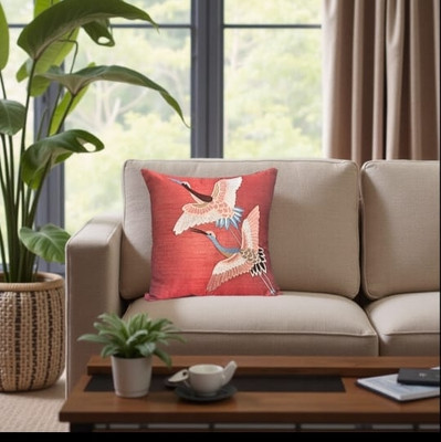 Blossoms Silk Cushions Cover(41 cm*41 cm, Red)