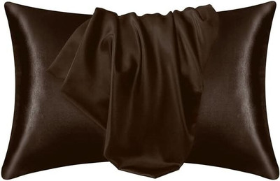 SUNRING Satin Pillows Cover(46 cm*71 cm, Pack of 2, Brown)