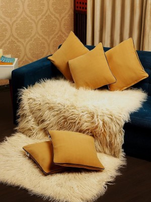 Stuff N' Fluff Plain Cushions Cover(Pack of 5, 40 cm*40 cm, Beige)