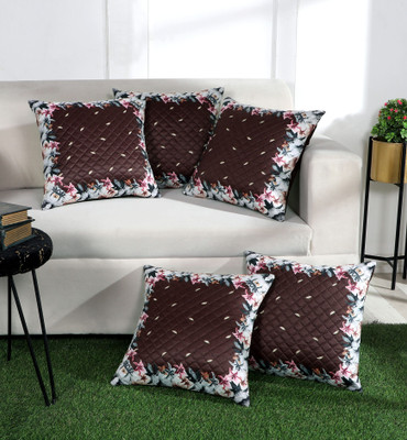 DECORHUT FAB Rexin Cushions Cover(Pack of 5, 40 cm*40 cm, Brown, Pink)