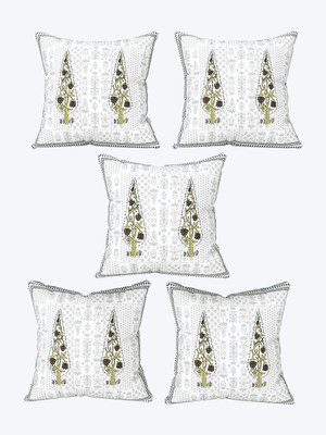 TENFIT Cotton Cushions Cover(40 cm*40 cm, Pack of 5, Black, White)