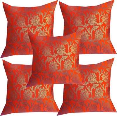 PInK PARROT Cotton Cushions Cover(39 cm*39 cm, Pack of 5, Red)