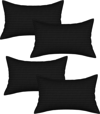 KUBER INDUSTRIES Striped Pillows Cover(Pack of 4, 75 cm*48 cm, Black)