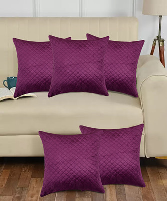 KINGLY Velvet Cushions Cover(40 cm*40 cm, Pack of 5, Purple)
