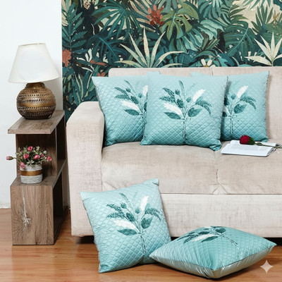 ZUKIODECOR Velvet Cushions Cover(40 cm*40 cm, Pack of 5, Light Blue)