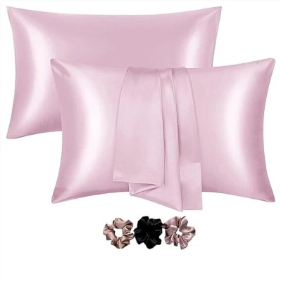 Carzillion Satin Pillows Cover(Pack of 2, 8 cm*20 cm, Pink)