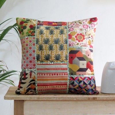 Mid July Velvet Cushions & Pillows Cover(42 cm*42 cm, Multicolor)