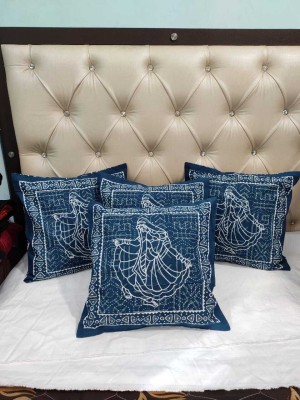 jinaagam Cotton Cushions Cover(Pack of 5, 40 cm*40 cm, Blue)