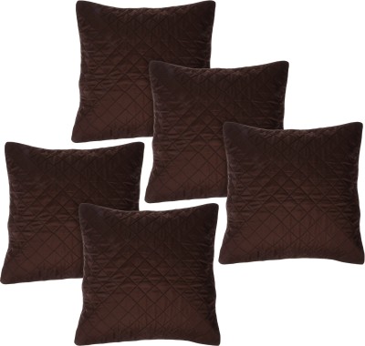 KUBER INDUSTRIES Cotton Cushions Cover(Pack of 5, 45 cm*45 cm, Cream, Brown)