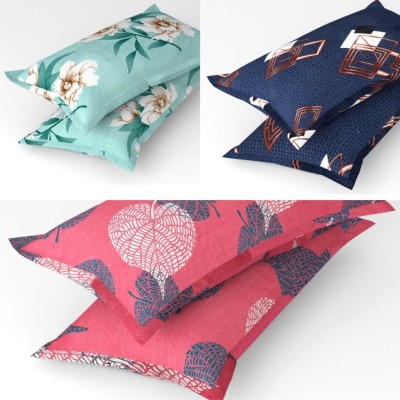HOMEKART Self Design Pillows Cover(Pack of 6, 50 cm*76 cm, Multicolor)