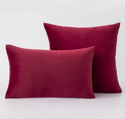 Pares Décor Plain Cushions Cover(Pack of 4, 14 cm*14 cm, Red)