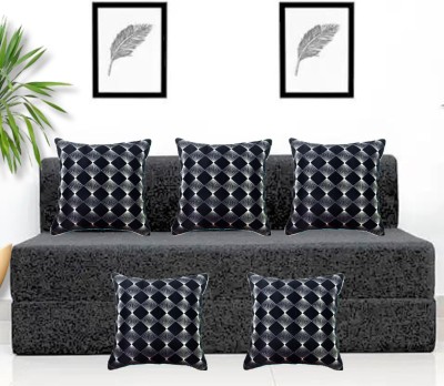 Cherry Homes Checkered Cushions Cover(Pack of 5, 40 cm*40 cm, Black)